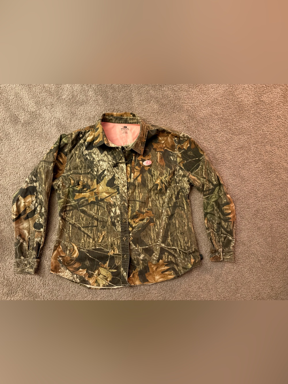 Mossy Oak Women’s Camo Button-Down Shirt - Green/Brown